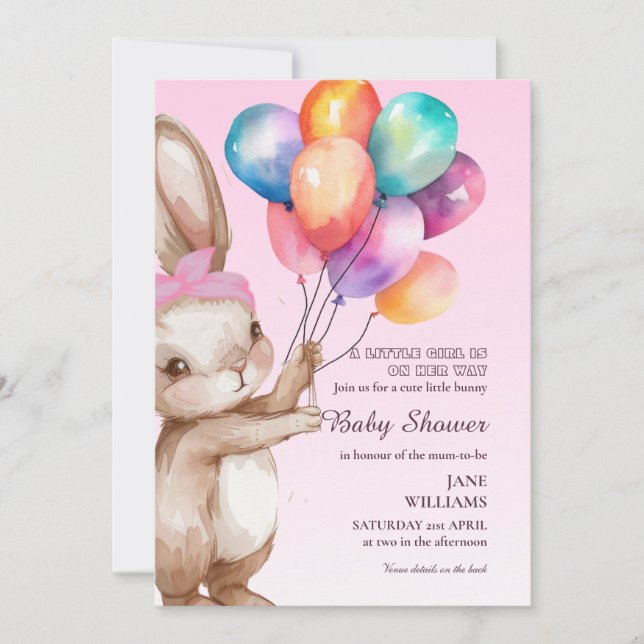 Faire-Part de Baby Shower pour une Petite Fille Ad (Devant)