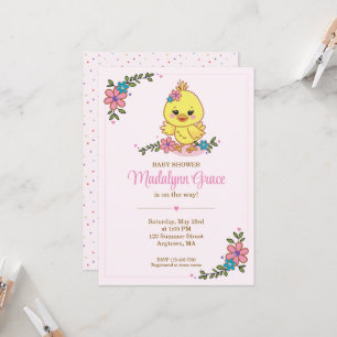 Faire-part de Baby Shower poussin bébé mignon Kawa