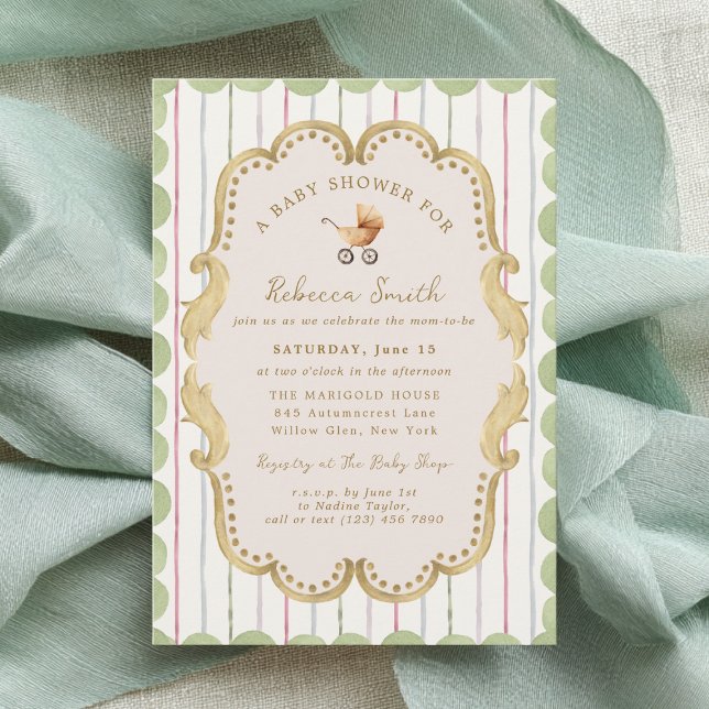 Faire-part de Baby Shower Préparé Grandmillennial  (Créateur téléchargé)