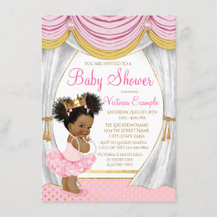 Faire-part de Baby Shower Princesse en Or Rose