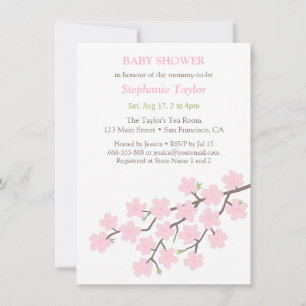 Faire-part de Baby Shower Printemps Fleurs de Ceri