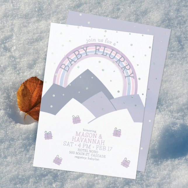 Faire-part de Baby Shower Purple Mountain Snow Flu (Créateur téléchargé)
