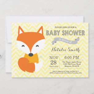 Faire-part de Baby Shower Renard Jaune Hiver