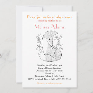 Faire-part de Baby Shower Renard Maman Renard et B