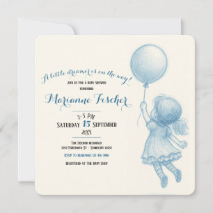 Faire-part de Baby Shower Rétro Fantaisie pour Fil
