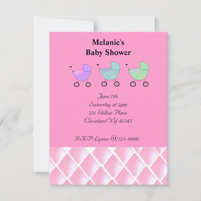 Faire-part de Baby Shower Rose (Devant)