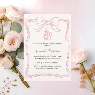 Faire-part de Baby Shower Rose avec nœud papillon