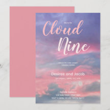 Faire-part de Baby Shower Rose Bleu Cloud Nine pou