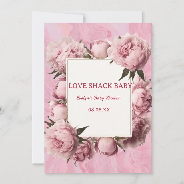 Faire-part de Baby Shower Rose Bow Love Shack - Él (Devant)