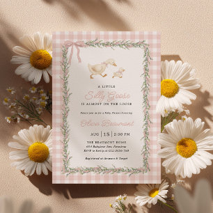 Faire-part de Baby Shower Rose Gingham Vert pour u