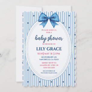 Faire-part de baby shower Ruban Bleu & Cœurs