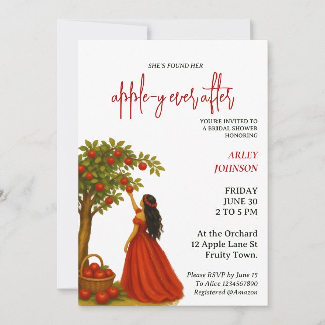 Faire-part de Baby Shower Rustique Apple-y Ever Af (Devant)