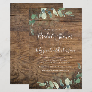 Faire-part de Baby Shower rustique eucalyptus BUDG