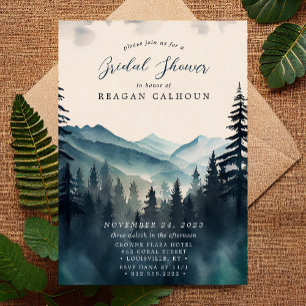 Faire-Part de Baby Shower Rustique Montagne Pin Ar