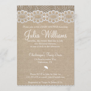 Faire-part de Baby Shower Rustique Toile de Jute &