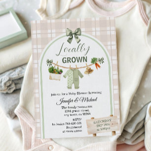 Faire-part de Baby Shower Rustique Vert Produit Lo