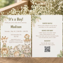 Faire-part de Baby Shower Safari C'est un Garçon T