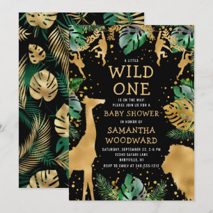 Faire-part de Baby Shower Safari Noir et Or