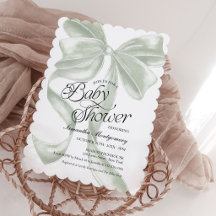 Faire-part de Baby Shower Sage Coquette Bow Neutre