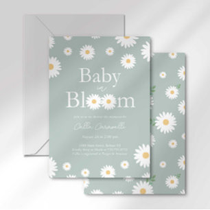 Faire-part de Baby Shower Sage Daisy Baby in Bloom