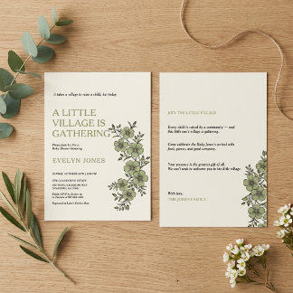 Faire-part de Baby Shower Sage Little Village - 2