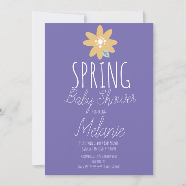 Faire-part de Baby Shower Simple Floral Printemps  (Devant)