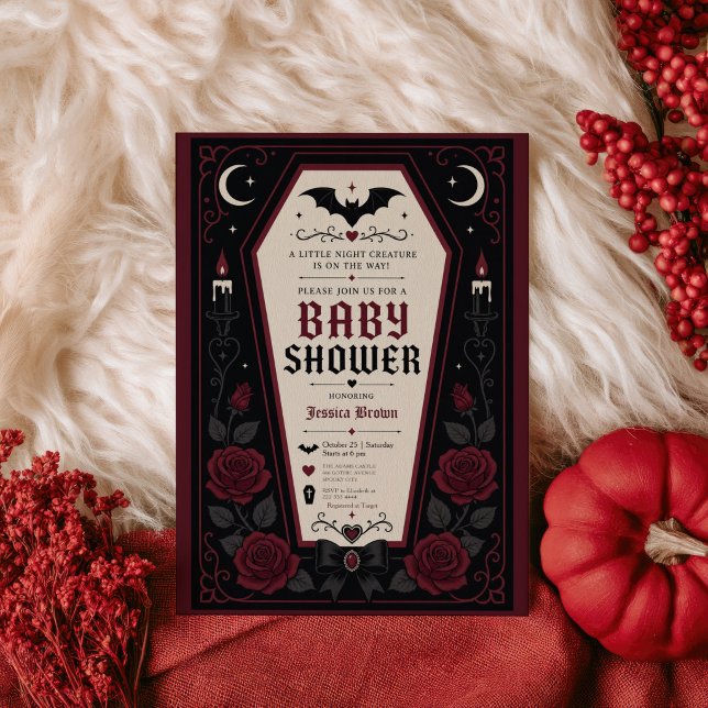 Faire-part de Baby Shower sombre gothique Vampire  (Créateur téléchargé)