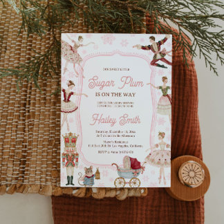 Faire-part de Baby Shower Sugar Plum pour fille