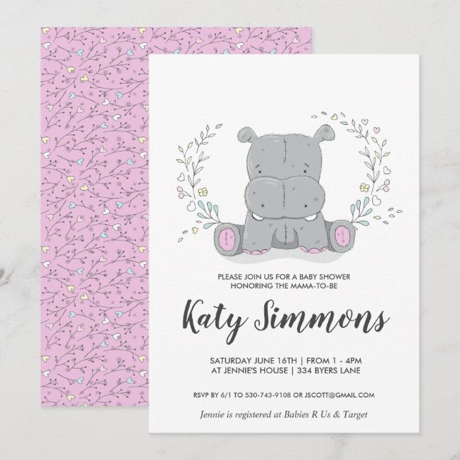 Faire-part de Baby Shower sur le thème de l'amour  (Devant / Derrière)