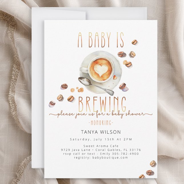 Faire-part de Baby Shower sur le thème du café, ge (Coffee Theme Baby Shower Invitation – Neutral)