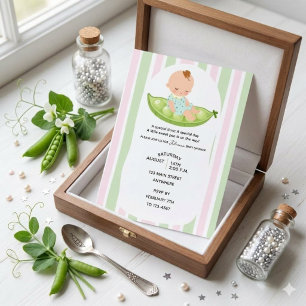 Faire-part de Baby Shower Sweet Pea Bébé Pois dans