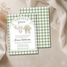 Faire-Part de Baby Shower Thème Vert "Produits Loc