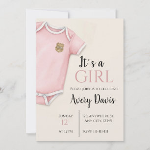 Faire-part de Baby Shower Thin Blue Line Bébé, Ros