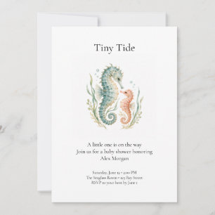 Faire-part de Baby Shower Tiny Tide Hippocampe