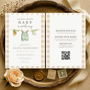 Faire-Part de Baby Shower Tout en Un Beige Neutre