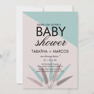 Faire-part de Baby Shower tribal feuille BOHÈME