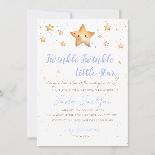 Faire-part de Baby Shower « Twinkle Twinkle Little (Devant)
