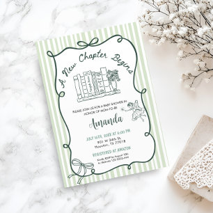 Faire-part de Baby Shower Vert Conte de Fées 