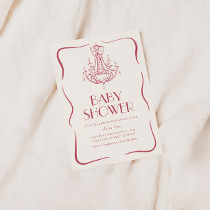Faire-part de Baby Shower Vintage Fantaisiste Rose