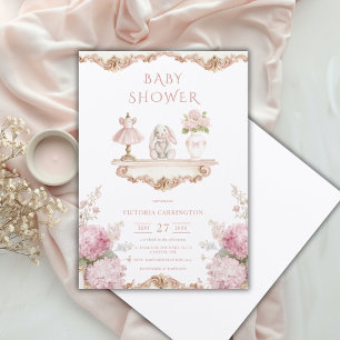 Faire-part de Baby Shower Vintage Hydrangea Rose