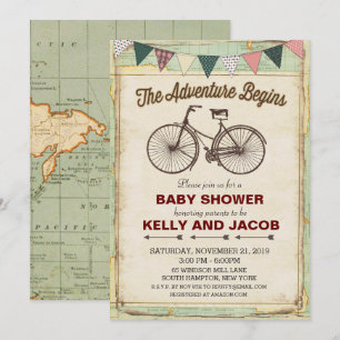 Faire-Part de Baby Shower Voyage à Vélo Vintage