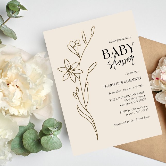 Faire-part de Baby Shower Wildflower (Créateur téléchargé)