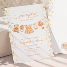 Faire-part de Baby Shower Wildflower Little Pumpki