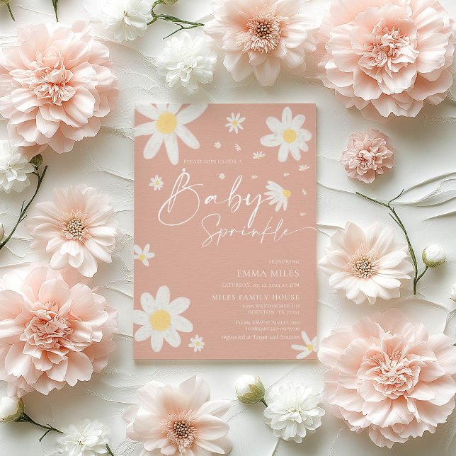 Faire-part de Baby Sprinkle, Baby Shower rose Dais (Créateur téléchargé)