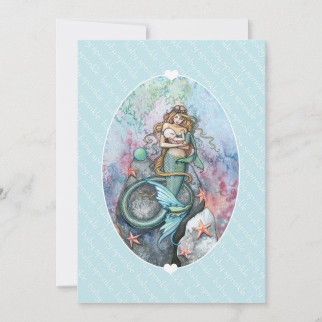 Faire-part de Baby Sprinkle Mermaid and Baby (Devant)