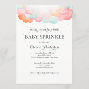 Faire-part de Baby Sprinkle Nuages Arc-en-ciel
