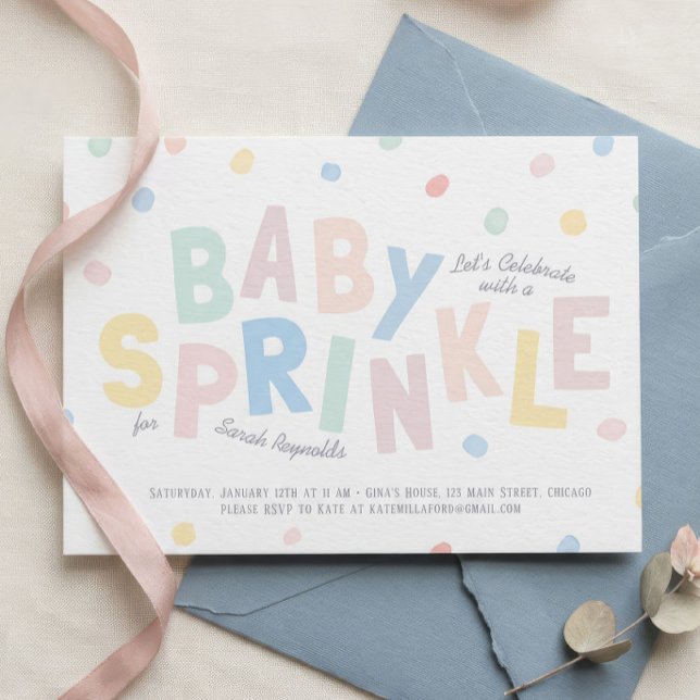 Faire-part de Baby Sprinkle Pastel | Confettis (Créateur téléchargé)