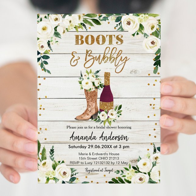 Faire-part de bains de mariage Boots and Bubbly (Créateur téléchargé)