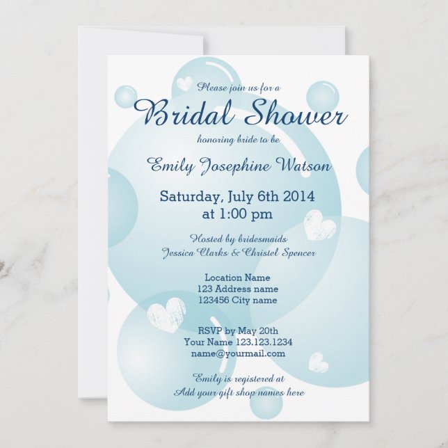 Faire-part de bains de mariage bulles de mariage b (Devant)