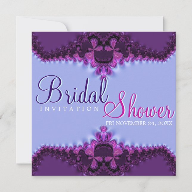 Faire-part de bains de mariage en satin bleu viole (Devant)